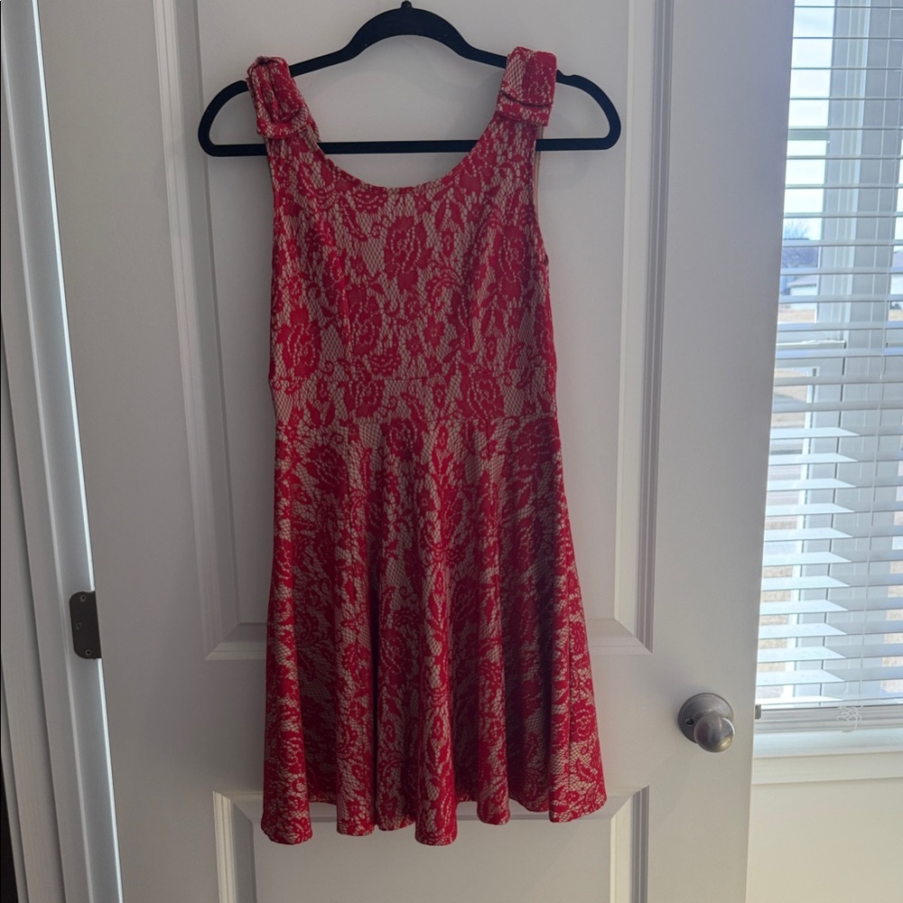 Deb Red and Cream Lace Dress